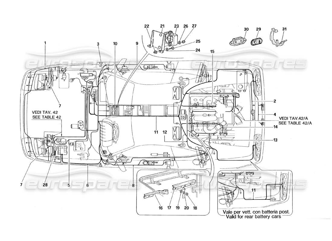 ferrari 348 (1993) tb / ts diagrama de piezas del sistema eléctrico