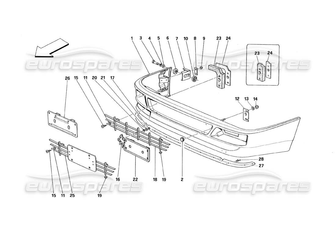 ferrari 348 (1993) tb / ts parachoques delantero diagrama de piezas