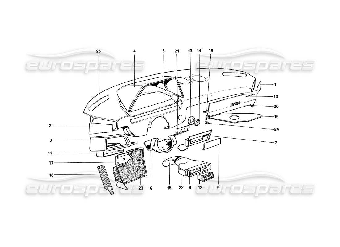 ferrari 308 quattrovalvole (1985) tablero de instrumentos diagrama de piezas