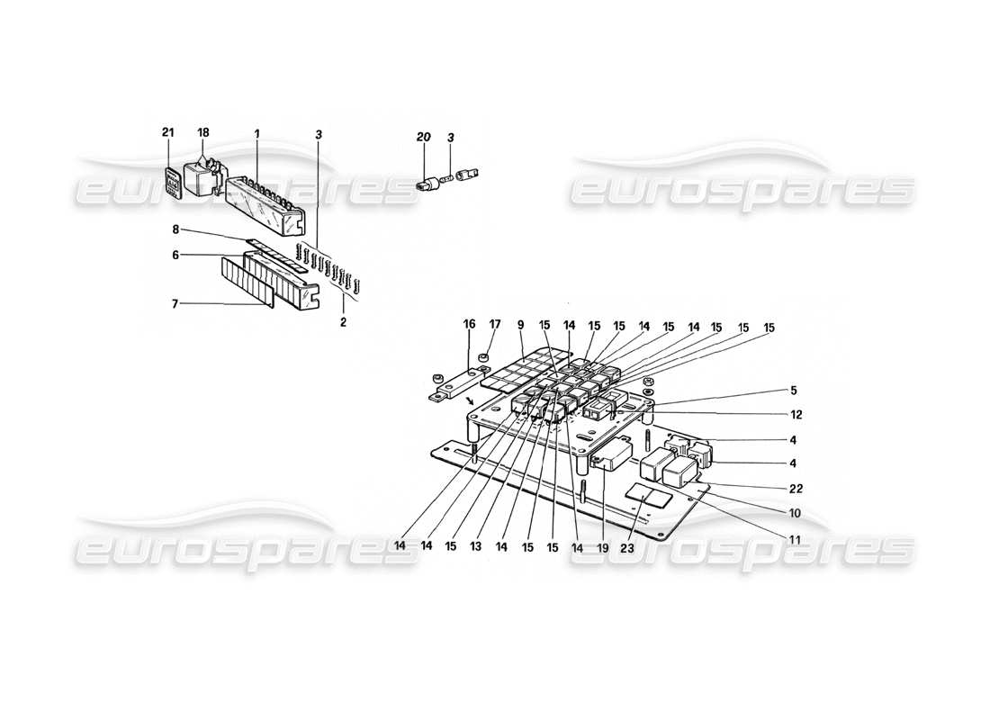 ferrari 512 bbi diagrama de piezas de fusibles y relés