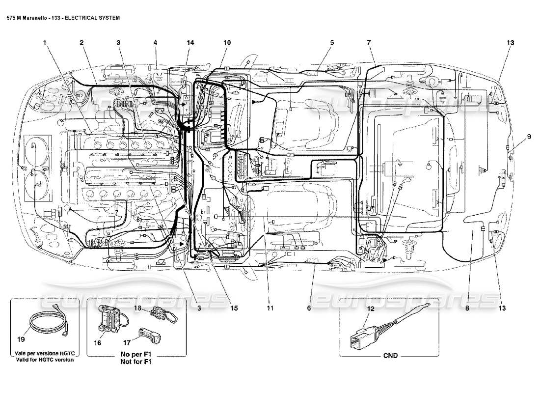 ferrari 575m maranello diagrama de piezas del sistema eléctrico