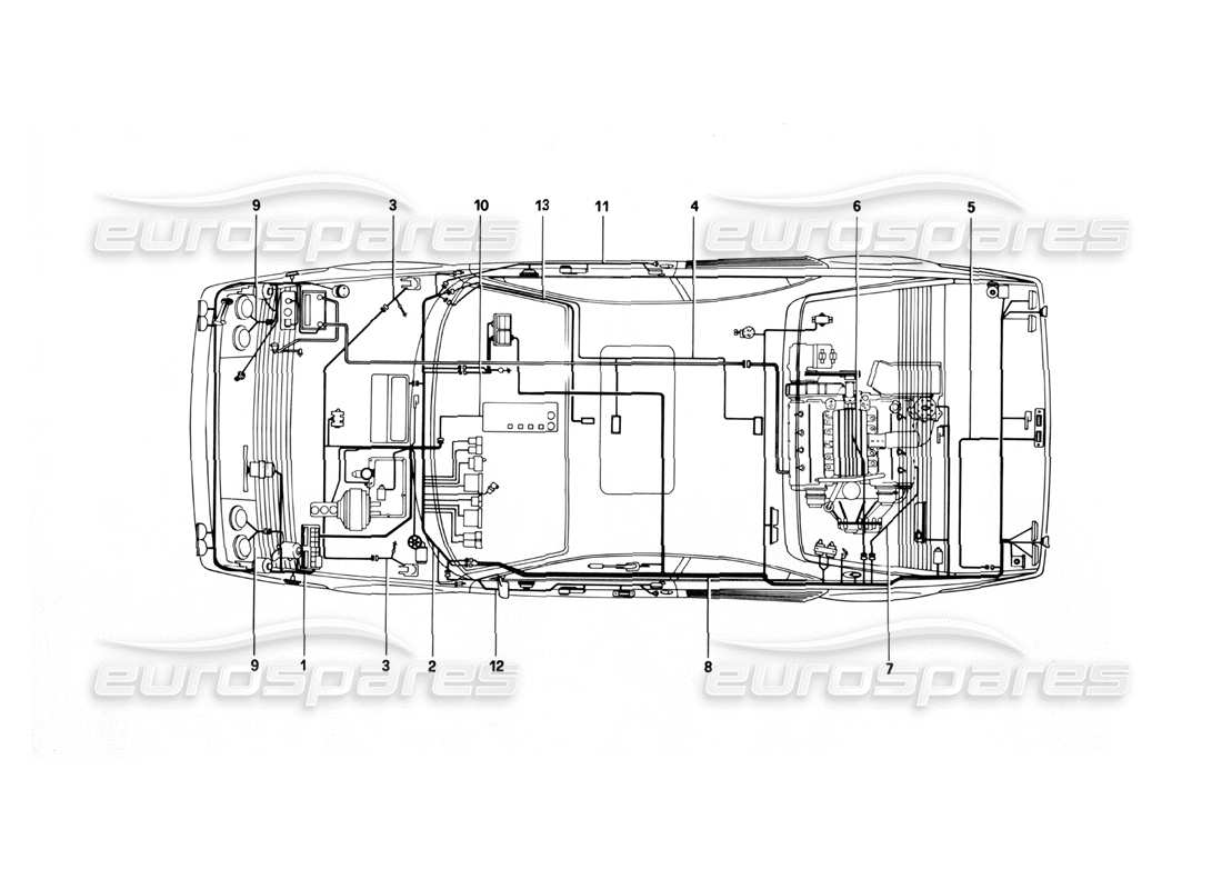 ferrari mondial 3.0 qv (1984) diagrama de piezas del sistema eléctrico