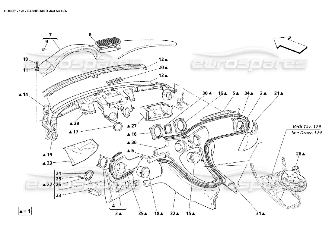 maserati 4200 coupe (2002) panel de control: no para gd diagrama de piezas