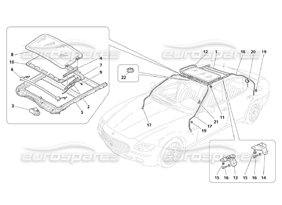 maserati qtp. (2006) 4.2 techo removible diagrama de piezas