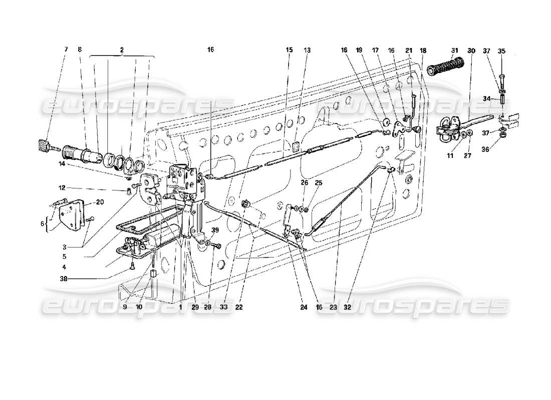 ferrari 512 tr puerta - dispositivo de bloqueo diagrama de piezas