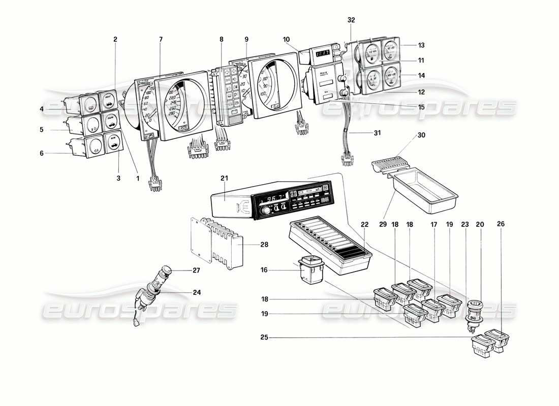 ferrari mondial 3.2 qv (1987) instruments diagrama de piezas