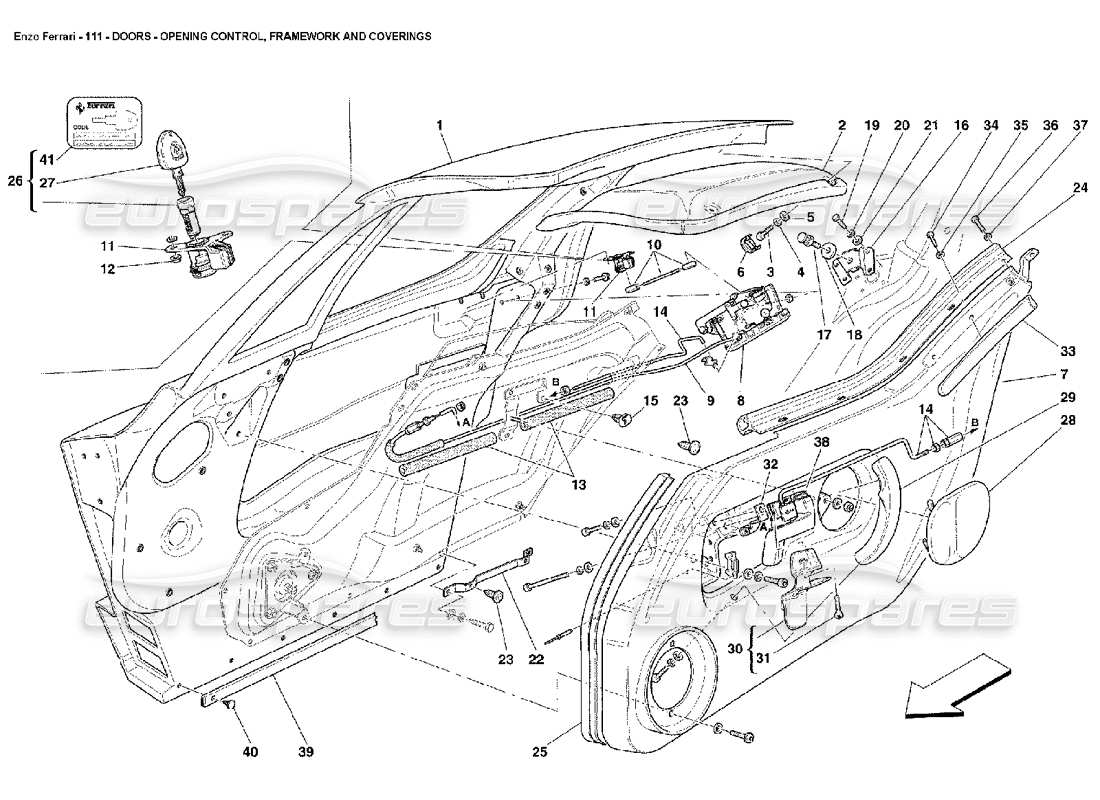 ferrari enzo puertas - mando de apertura, marcos y revestimientos diagrama de piezas