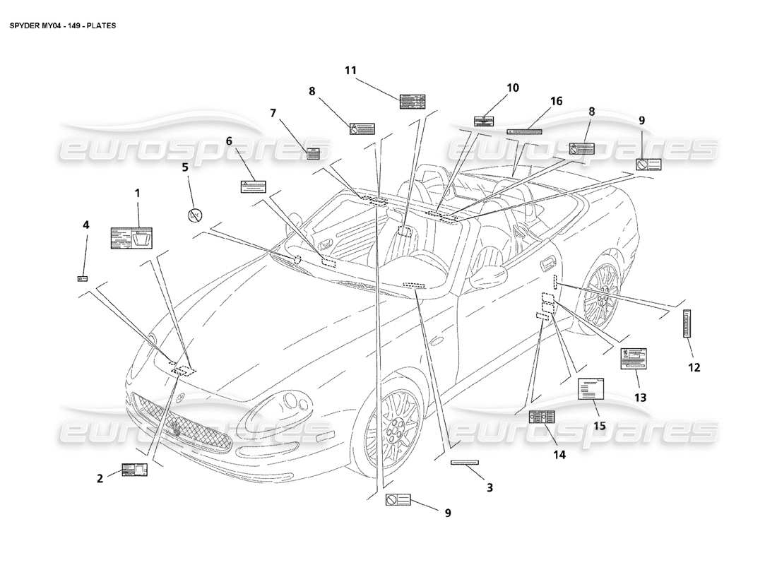 maserati 4200 spyder (2004) platos diagrama de piezas