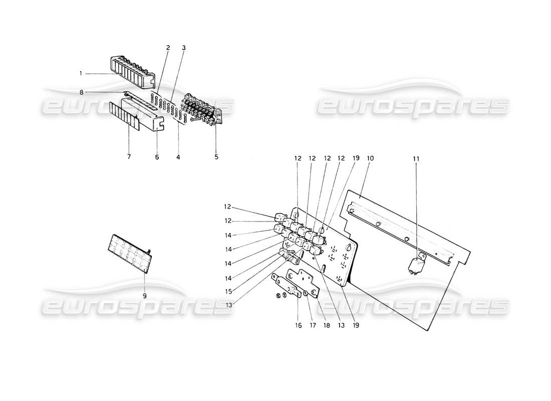 ferrari 512 bb fusibles y relés diagrama de piezas