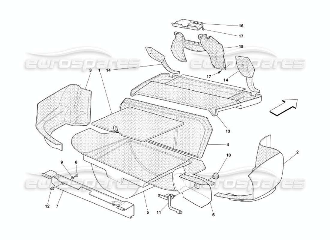 ferrari 575 superamerica diagrama de piezas de tapicería de maletero