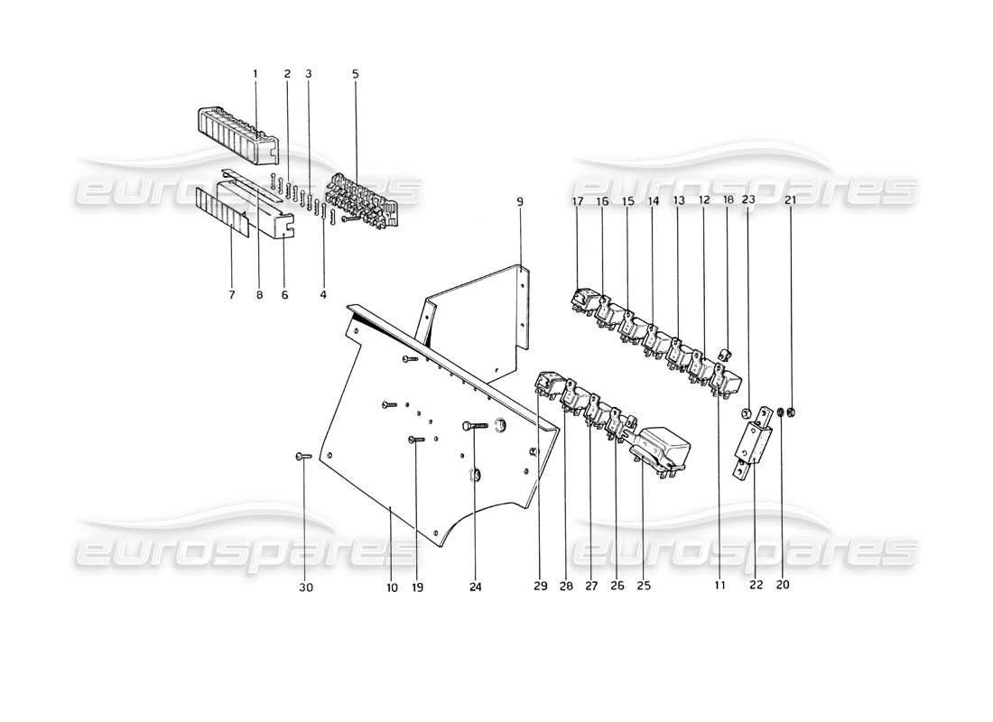 ferrari 365 gt4 berlinetta boxer fusibles y relés diagrama de piezas