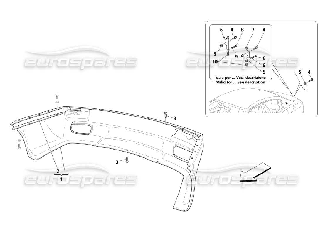 maserati qtp. (2006) 4.2 diagrama de piezas del parachoques trasero