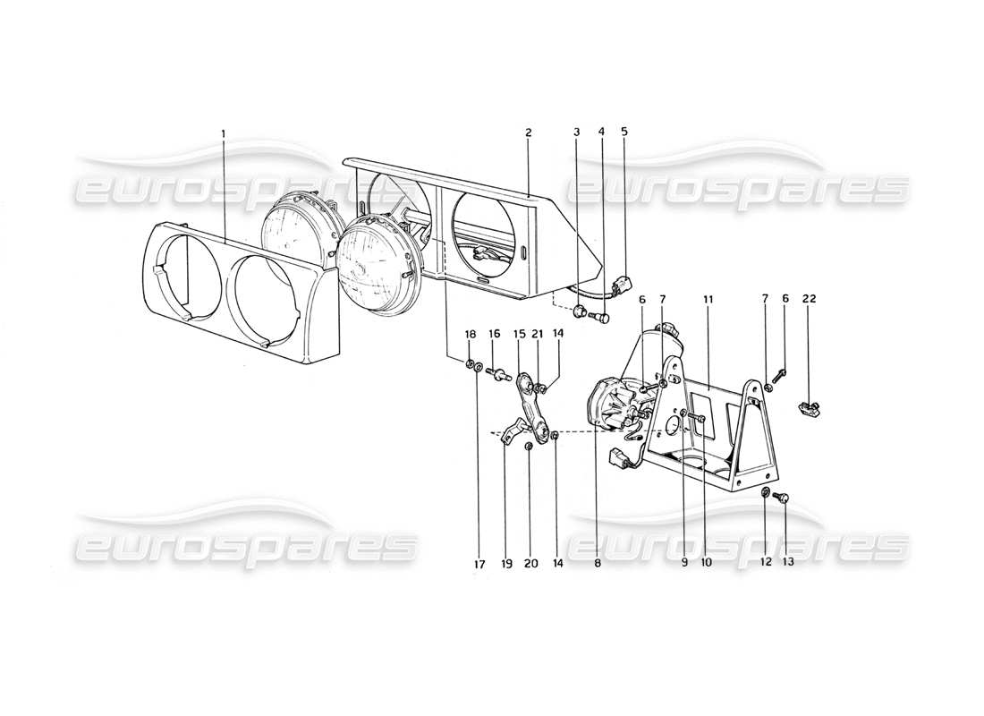 ferrari 365 gt4 berlinetta boxer diagrama de piezas del dispositivo de elevación de faros