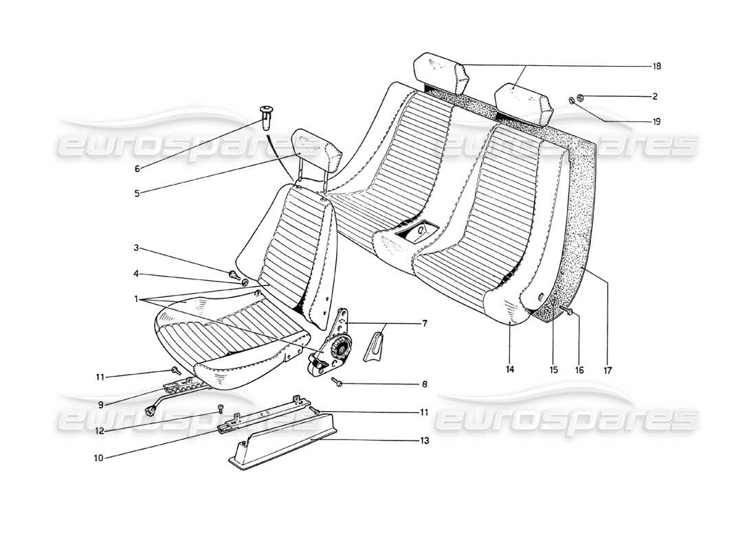 ferrari 208 gt4 dino (1975) seats diagrama de piezas