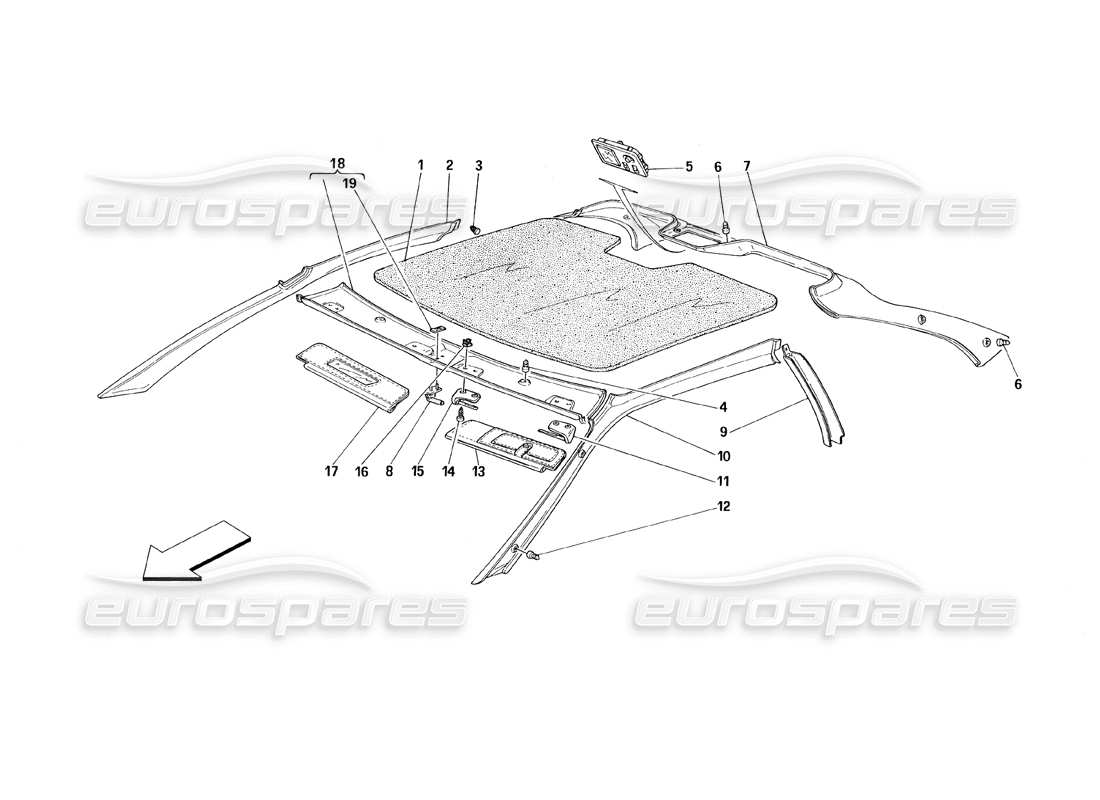 ferrari 348 (1993) tb / ts adornos de techo diagrama de piezas