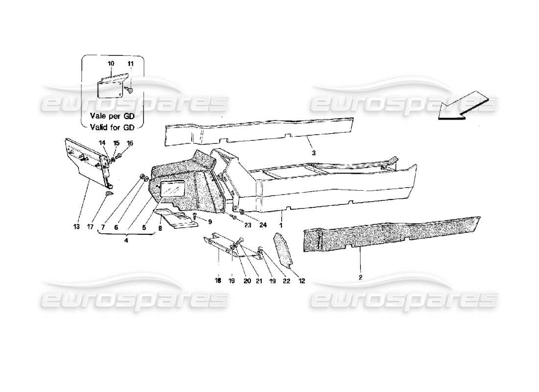 ferrari mondial 3.4 t coupe/cabrio túnel - estructuras y revestimientos - cabriolet diagrama de piezas