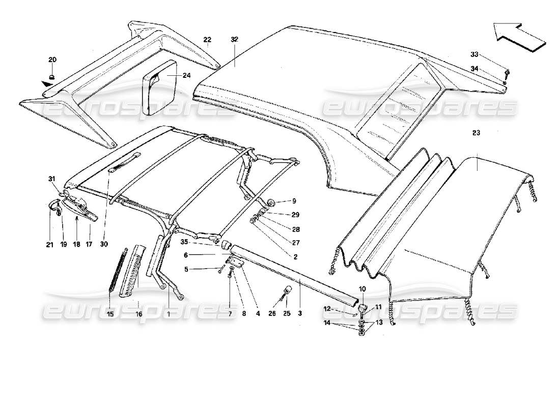 ferrari mondial 3.4 t coupe/cabrio top - cabriolé diagrama de piezas