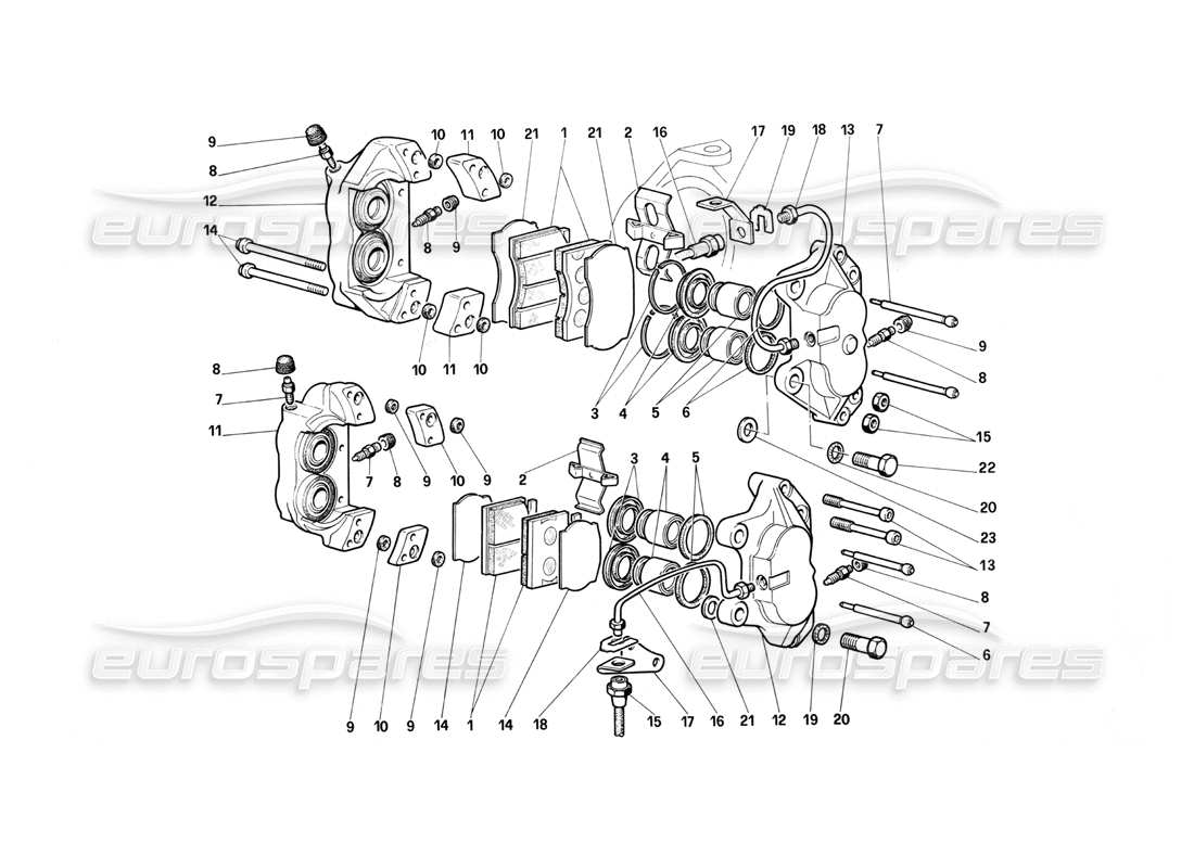 un diagrama de piezas del catálogo de piezas ferrari testarossa (1987)