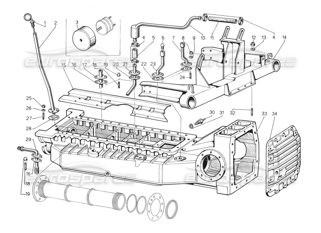un diagrama de piezas del catálogo de piezas lamborghini countach 5000 qv (1985)