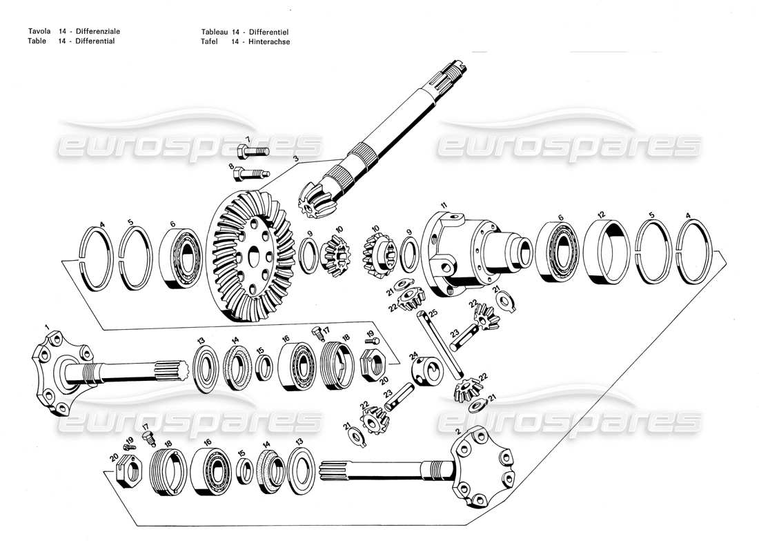 un diagrama de piezas del catálogo de piezas Maserati Merak 3.0