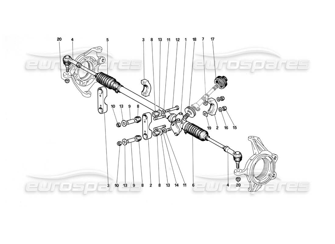 un diagrama de piezas del catálogo de piezas Ferrari Testarossa (1990)