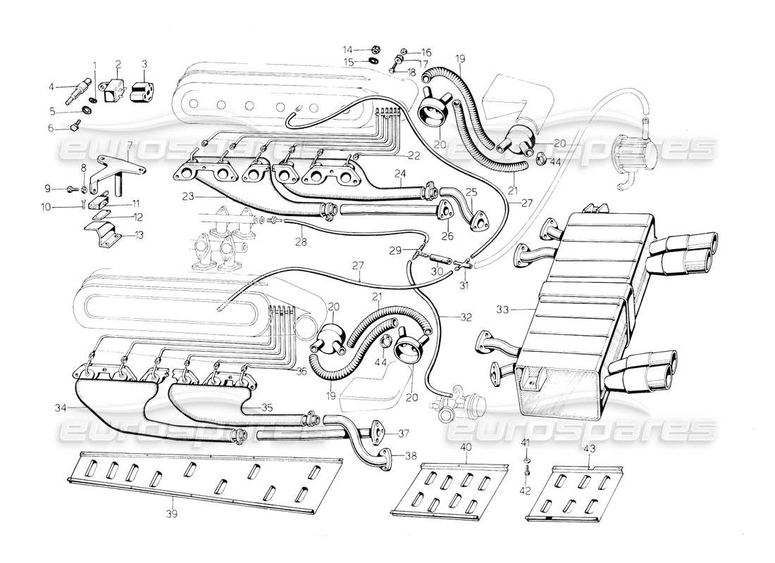 un diagrama de piezas del catálogo de piezas lamborghini countach 5000 s (1984)