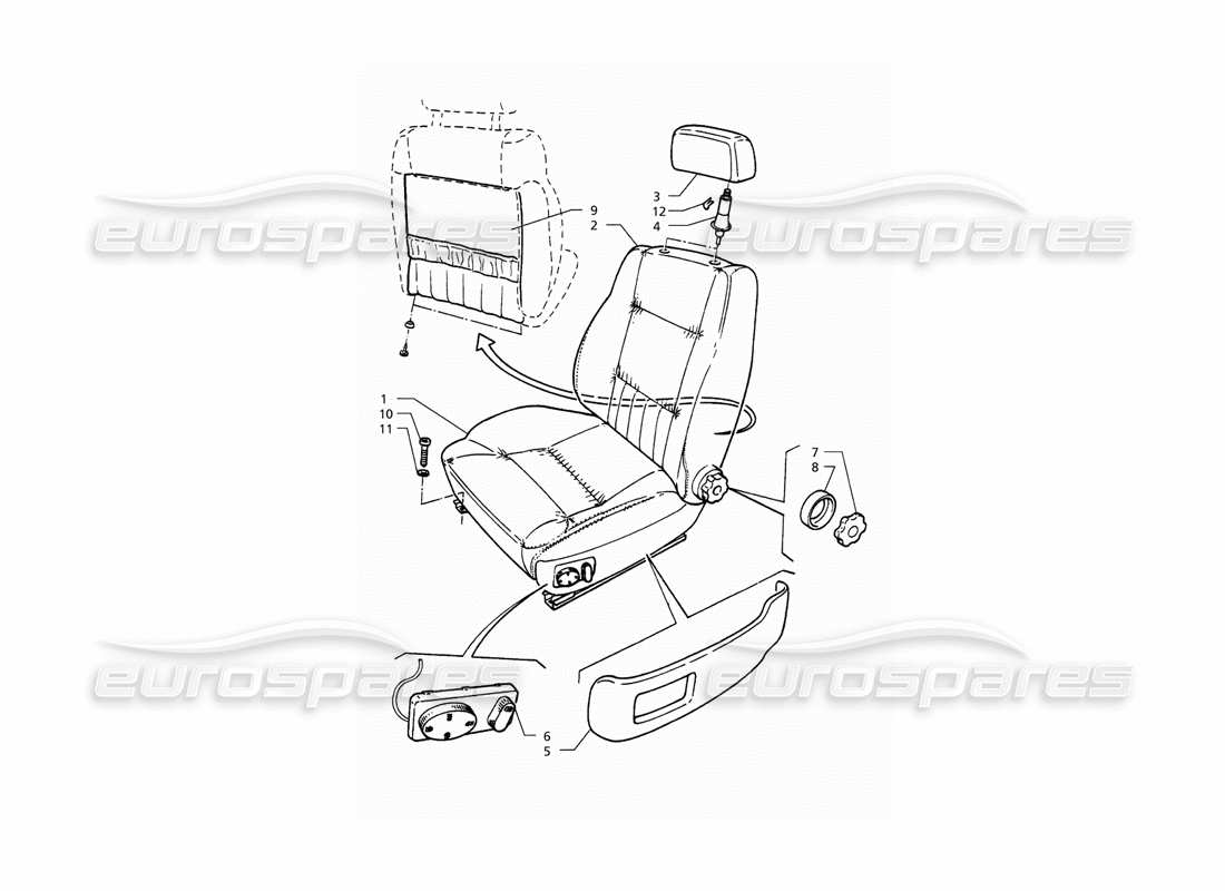 un diagrama de piezas del catálogo de piezas maserati qtp. 3.2 v8 (1999)