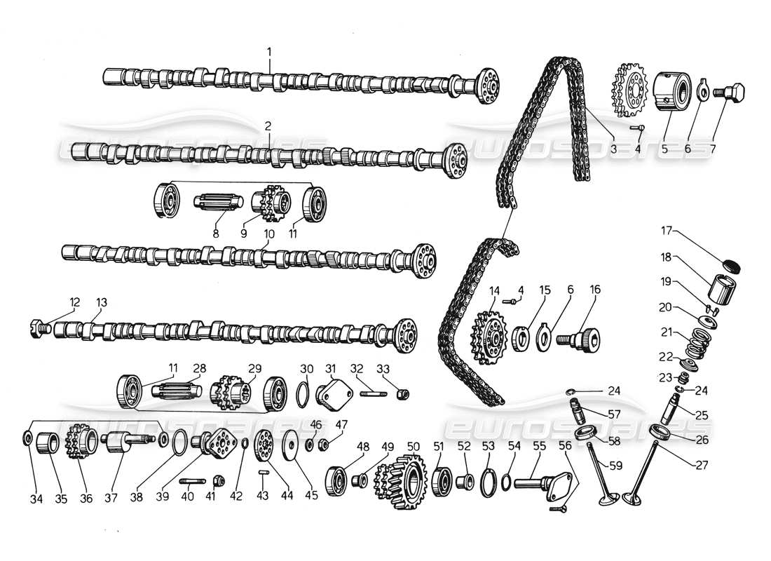 un diagrama de piezas del catálogo de piezas de lamborghini countach