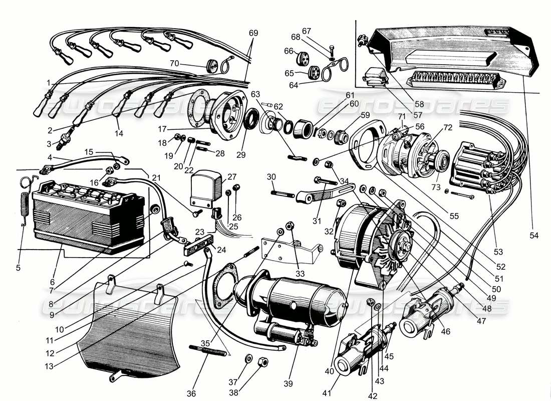 un diagrama de piezas del catálogo de piezas lamborghini espada