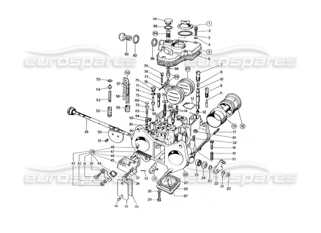 un diagrama de piezas del catálogo de piezas Ferrari 400 GT (mecánicas)