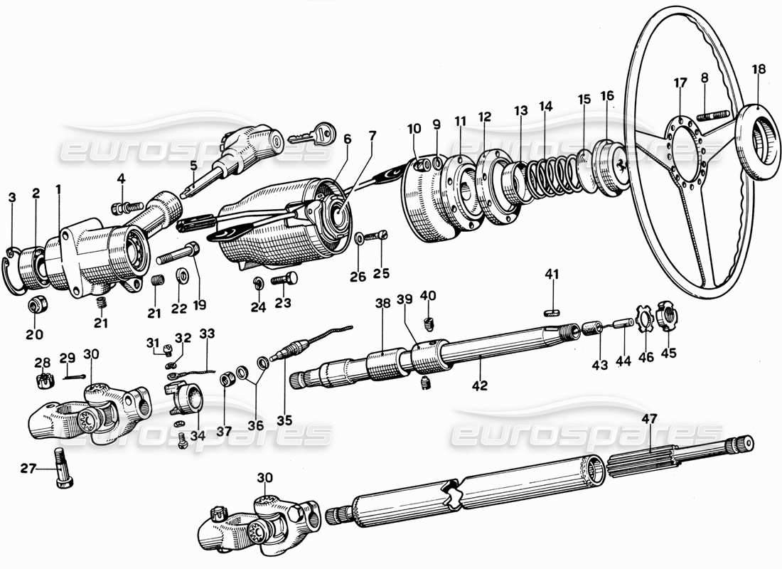 un diagrama de piezas del catálogo de piezas Ferrari 365 GT 2+2 (mecánicas)