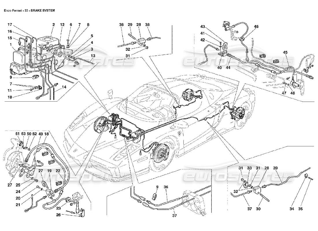 un diagrama de piezas del catálogo de piezas ferrari enzo