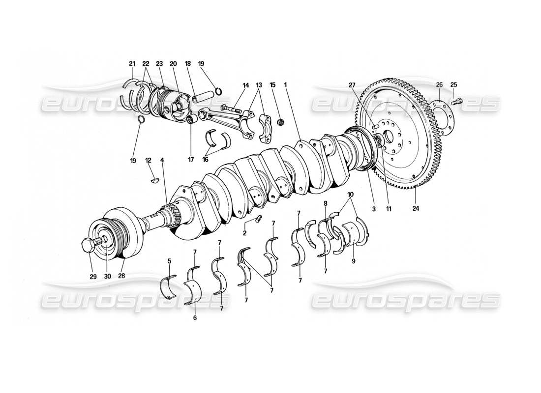 un diagrama de piezas del catálogo de piezas Ferrari 512 BBi