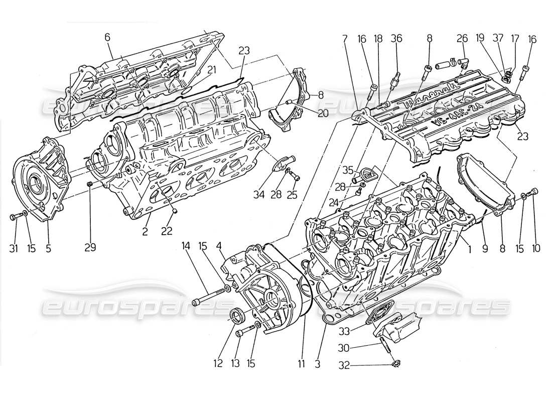 un diagrama de piezas del catálogo de piezas Maserati 2.24v