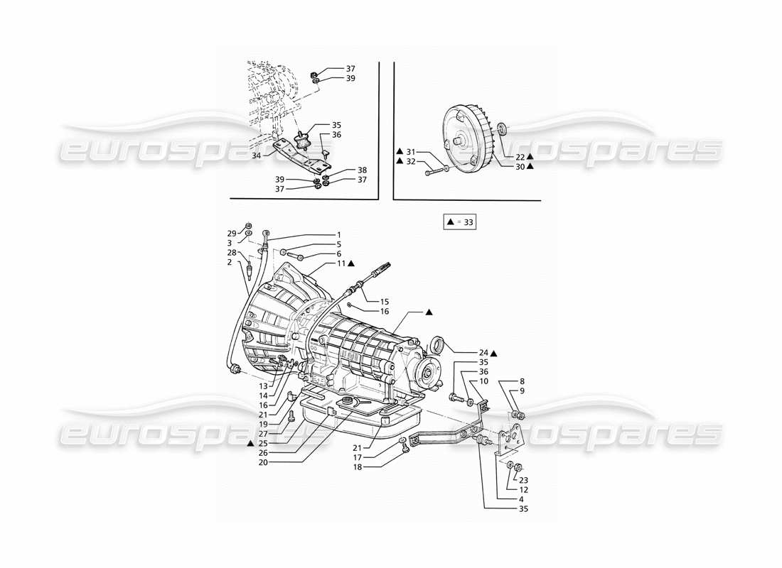 un diagrama de piezas del catálogo de piezas maserati ghibli 2.8 (abs)