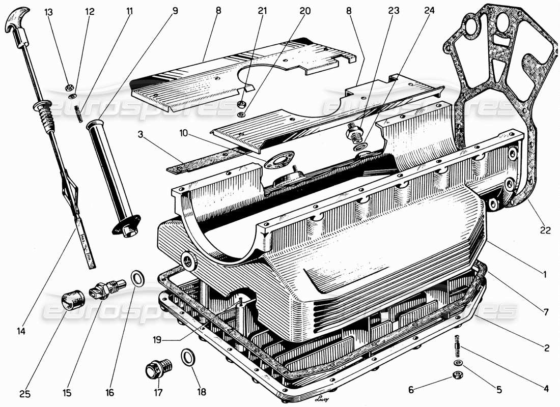 un diagrama de piezas del catálogo de piezas Ferrari 330 GT 2+2