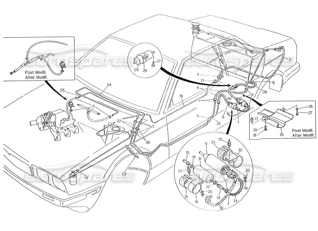 un diagrama de piezas del catálogo de piezas maserati karif 2.8