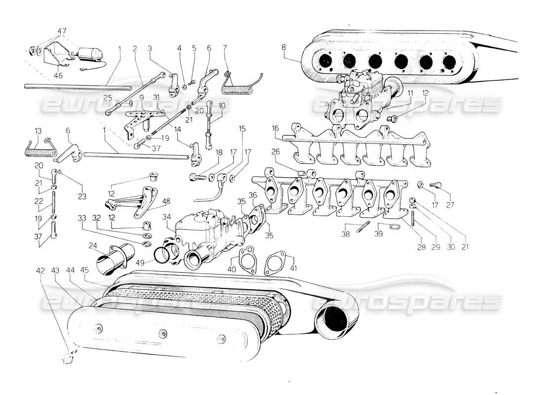un diagrama de piezas del catálogo de piezas lamborghini countach lp400