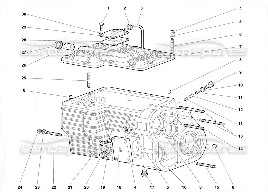 un diagrama de piezas del catálogo de piezas lamborghini diablo vt (1994)