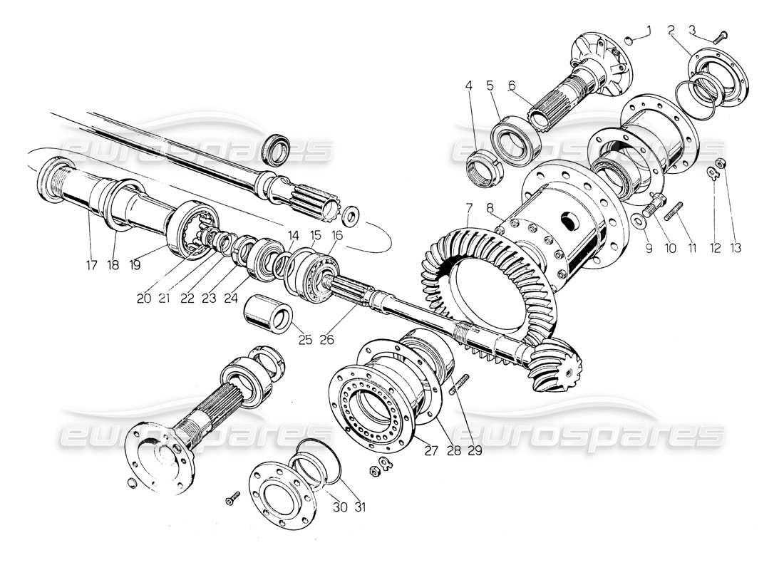 un diagrama de piezas del catálogo de piezas Lamborghini Countach LP400