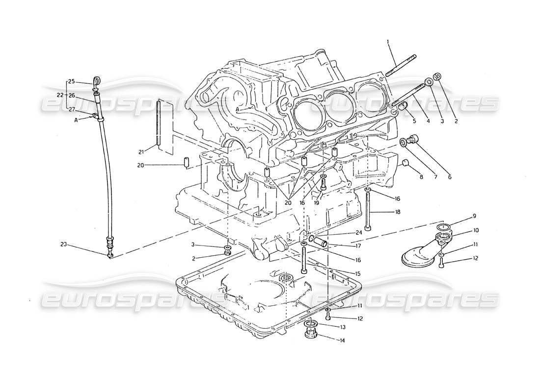 un diagrama de piezas del catálogo de piezas Maserati Biturbo 2.5 (1984)