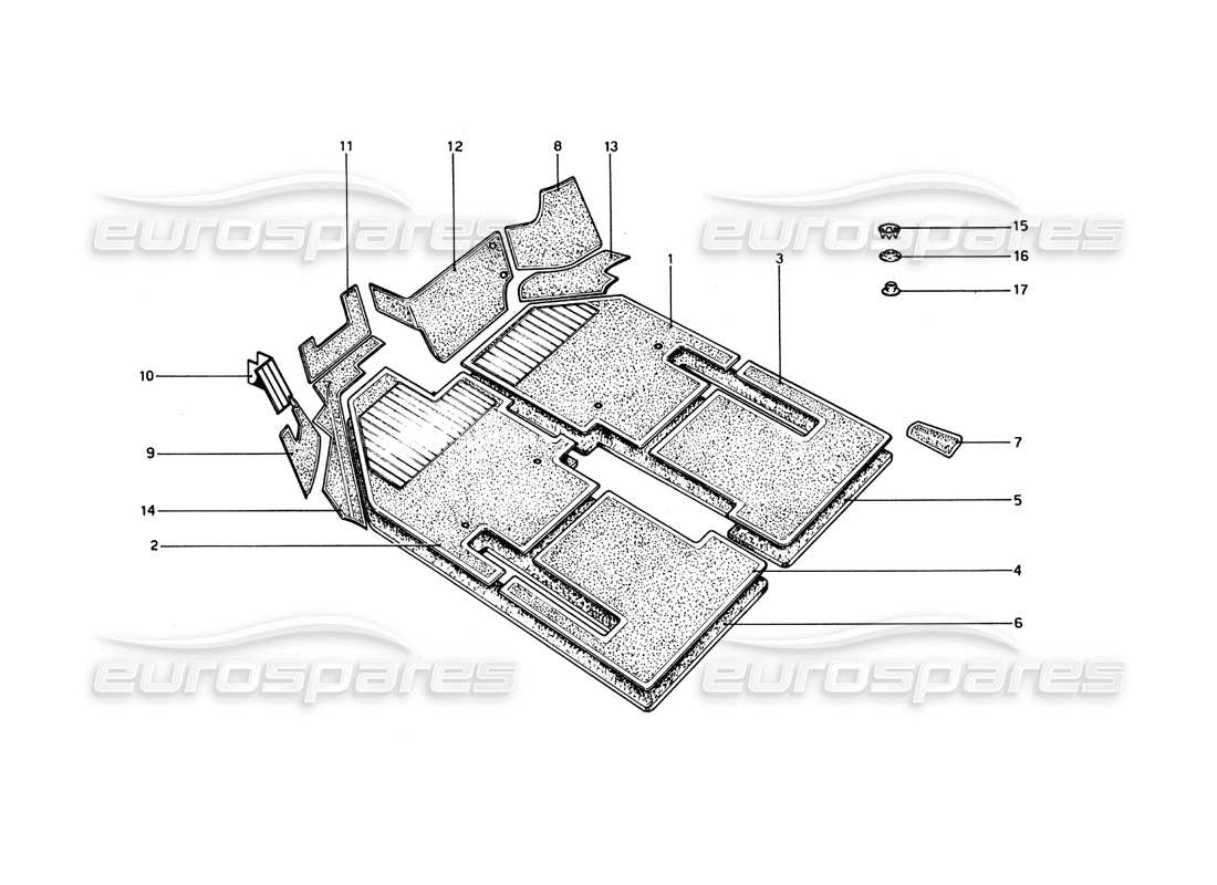 ferrari 365 gt4 berlinetta boxer diagrama de piezas de alfombras