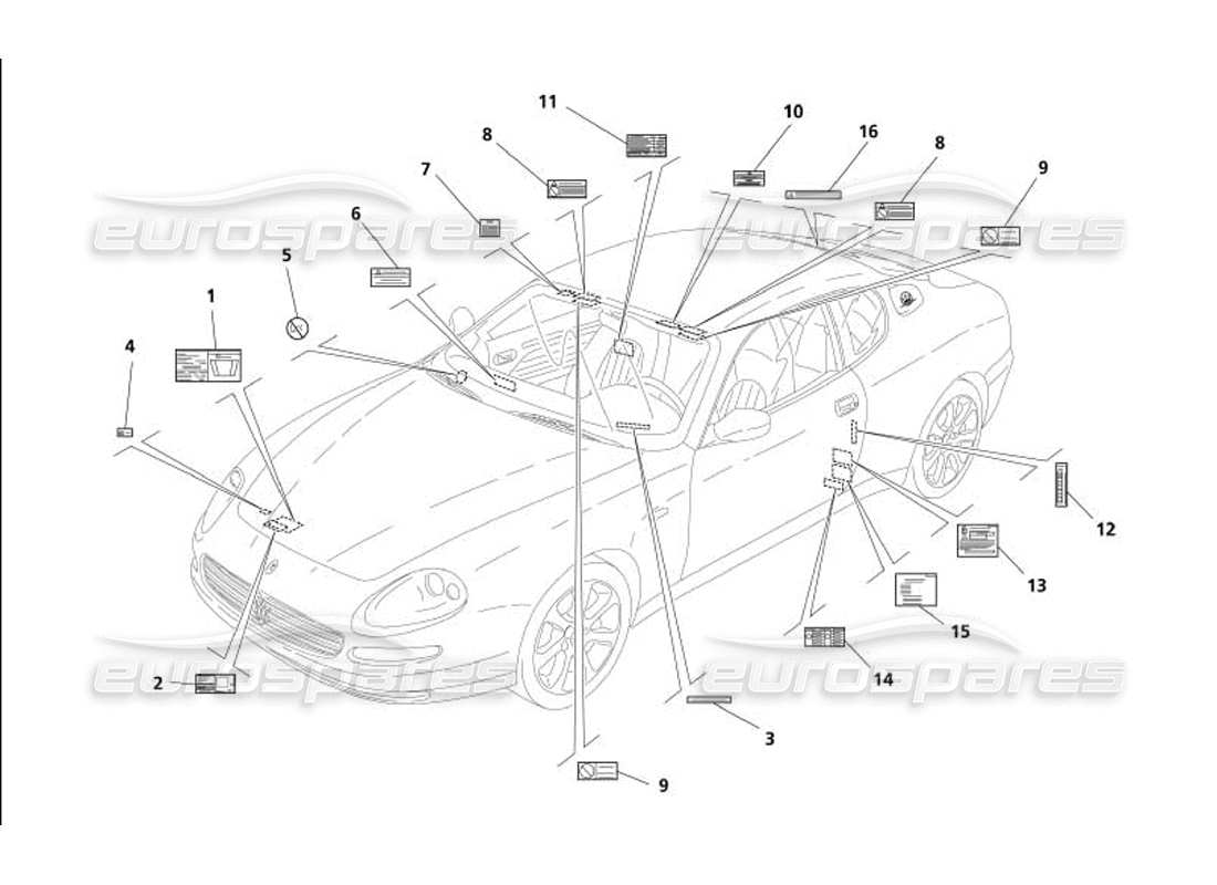 maserati 4200 coupe (2005) placas diagrama de piezas