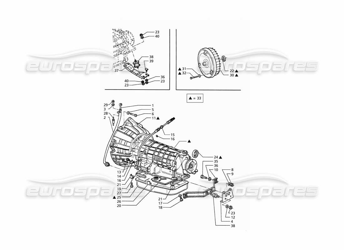 maserati qtp. 3.2 v8 (1999) convertidor de transmisión automática (4hp) diagrama de piezas