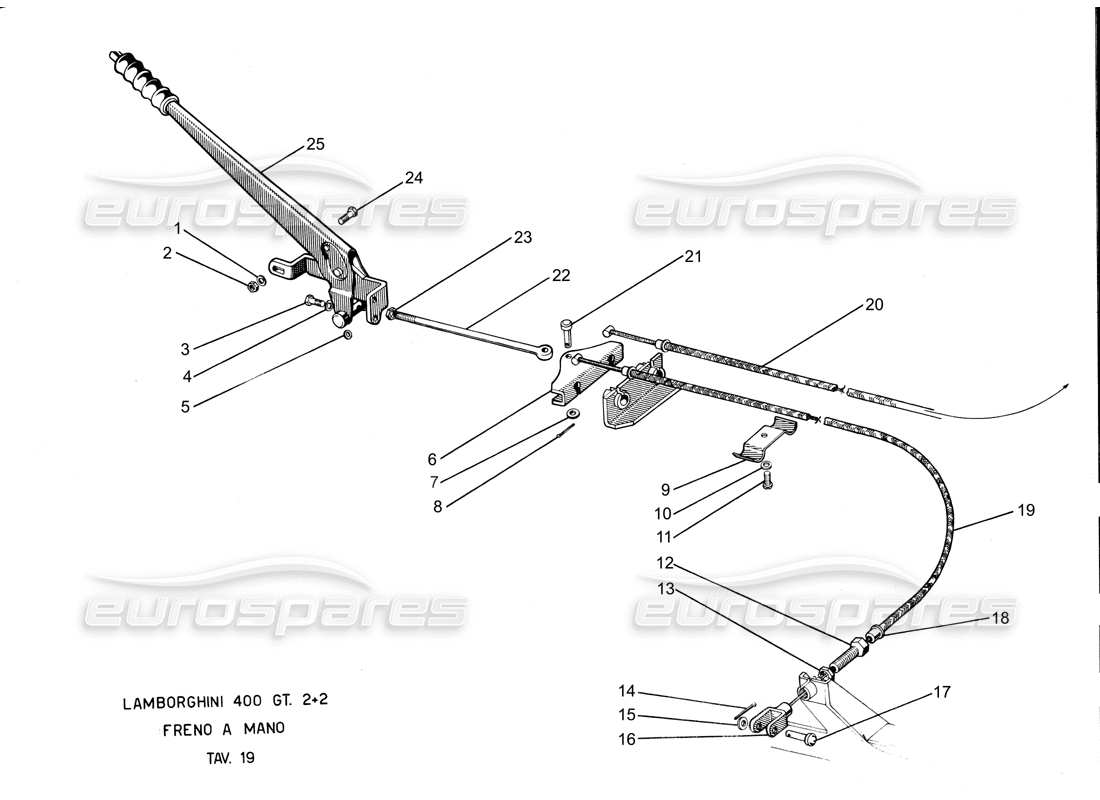 lamborghini 400 gt freno de mano diagrama de piezas