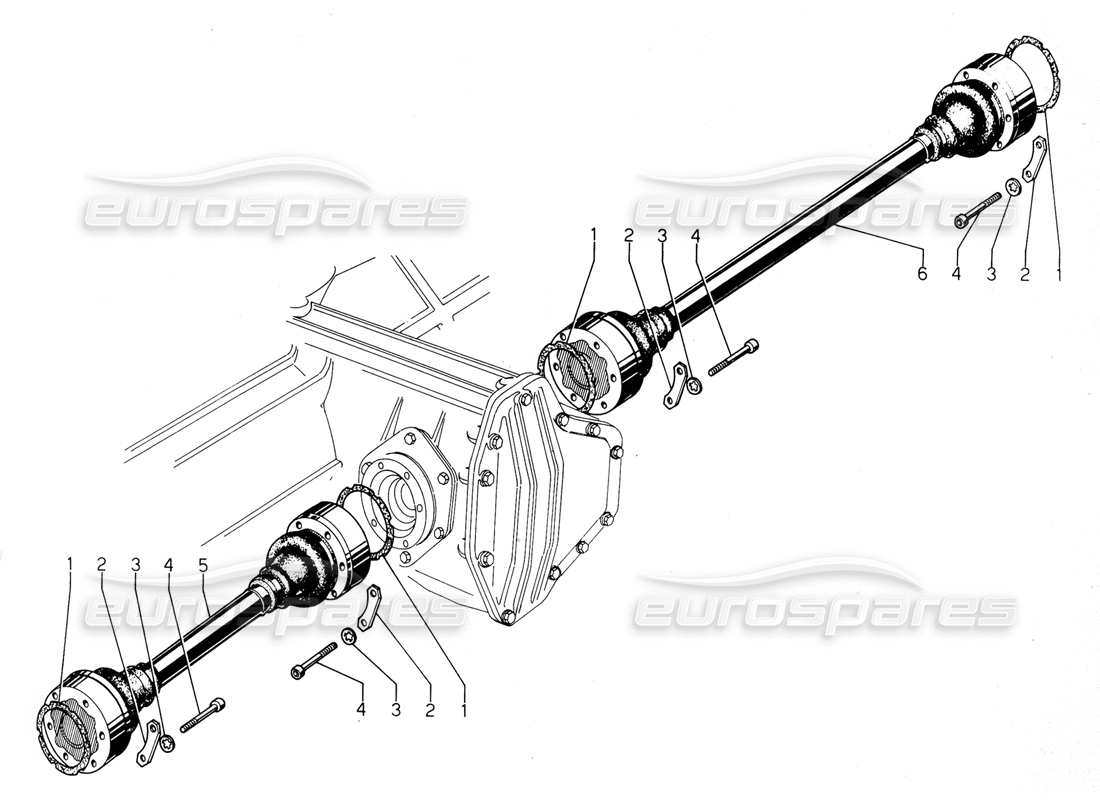 lamborghini urraco p300 diagrama de piezas de los ejes de transmisión