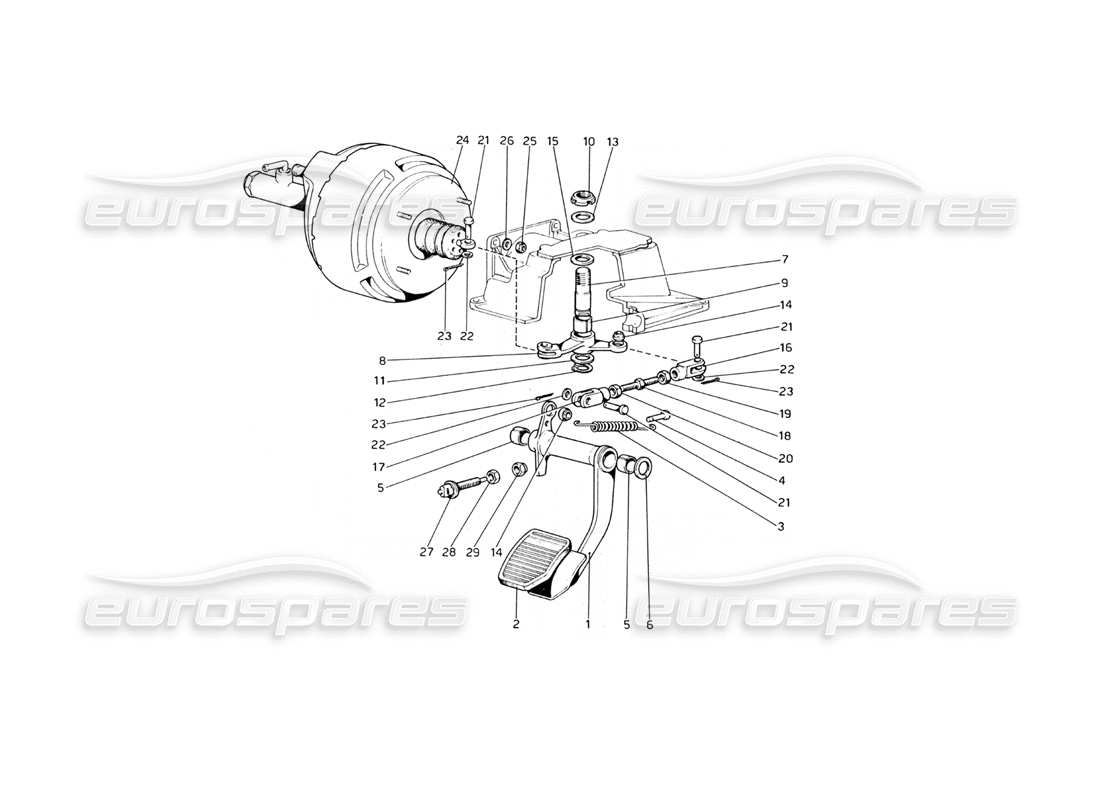 ferrari 365 gt4 berlinetta boxer diagrama de piezas del sistema hidráulico de frenos (variantes para versiones con volante a la derecha)
