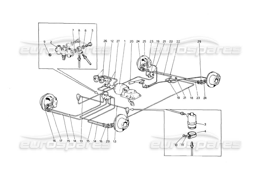 ferrari 512 bb brake system diagrama de piezas