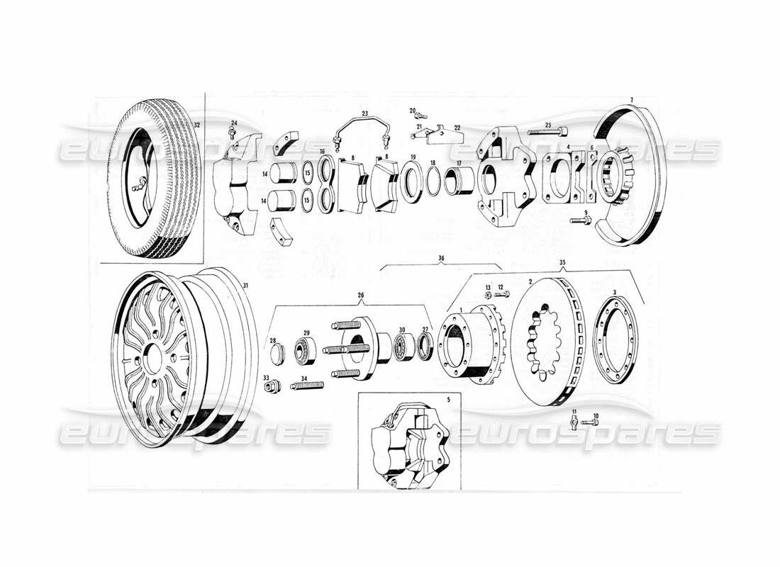 maserati indy 4.2 frenos delanteros refrigerados diagrama de piezas