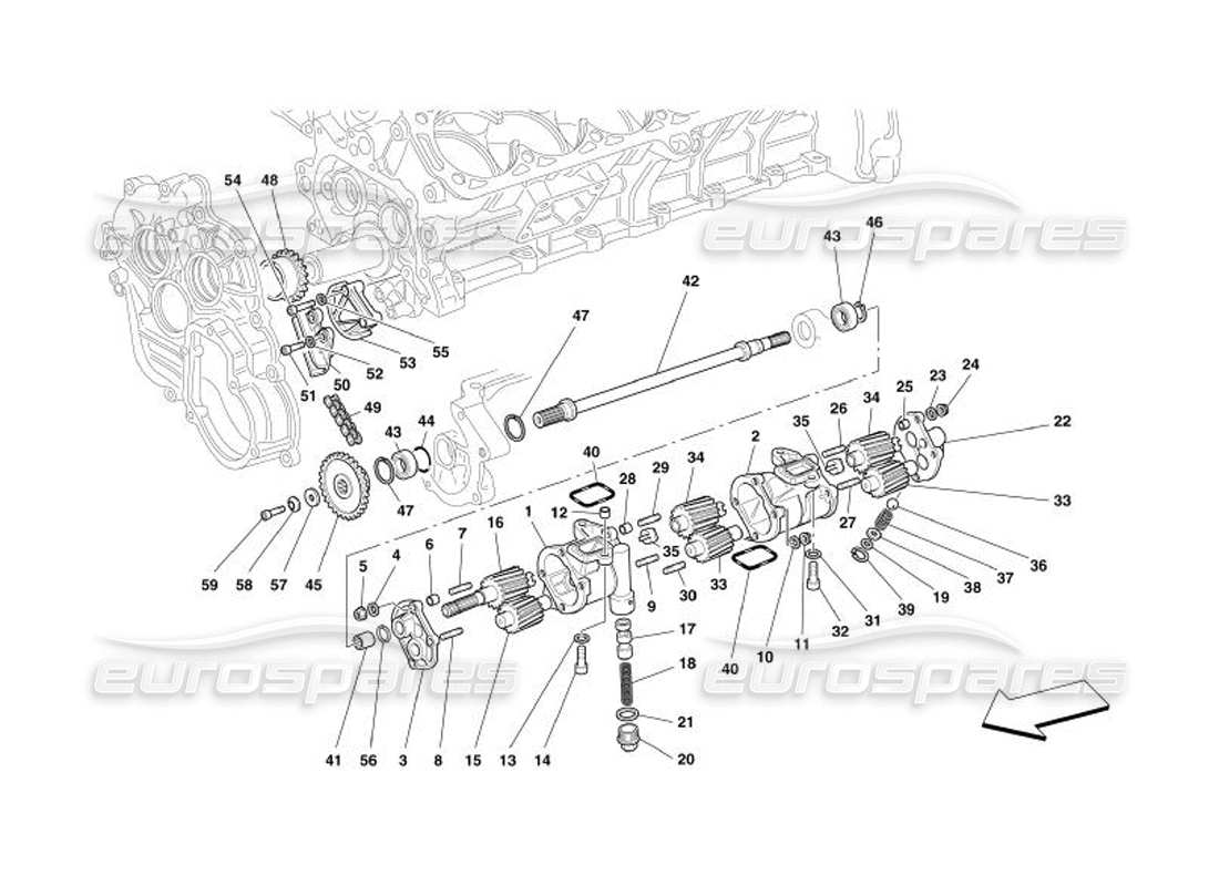 ferrari 575 superamerica lubricación - bombas de aceite diagrama de piezas